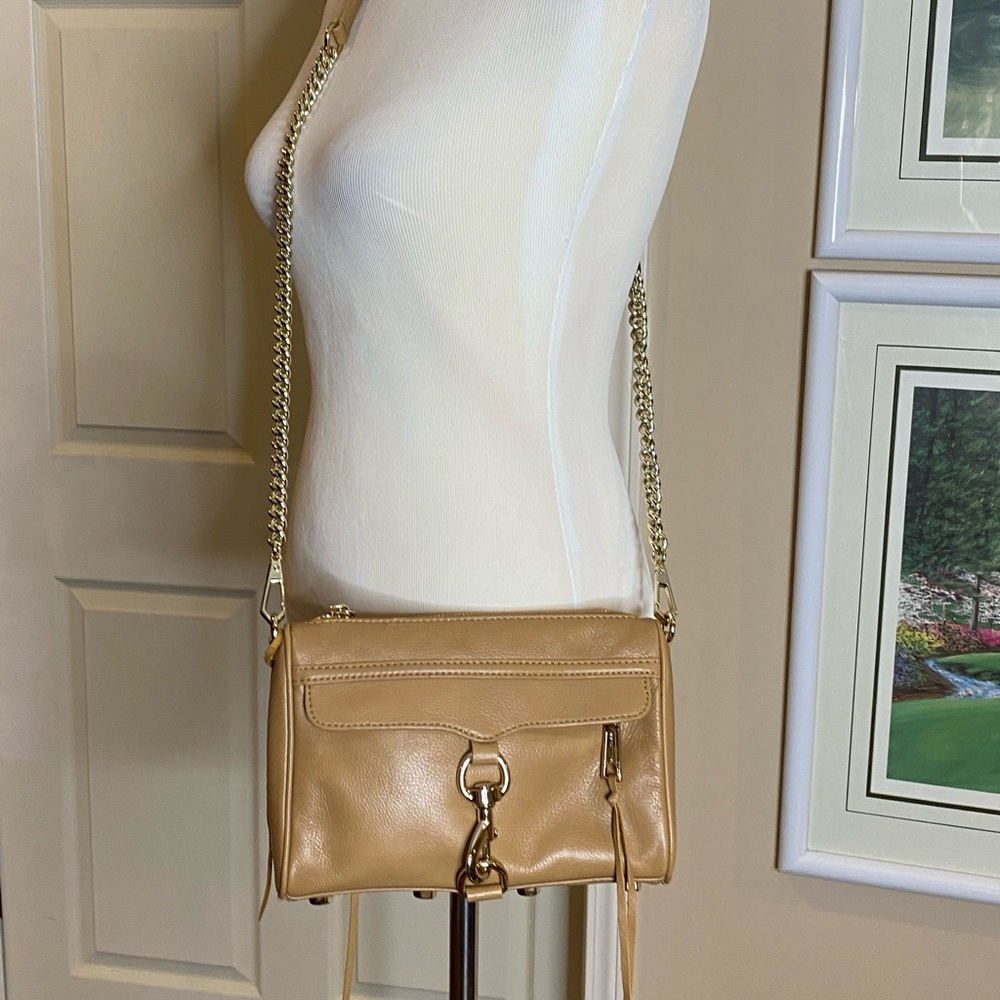 Rebecca Minkoff Crossbody Tan w Gold Chain